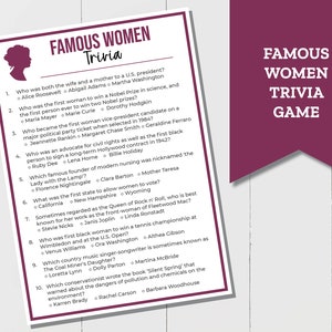International Women&#39;s Day Trivia Game, Womens History Month Trivia, Famous Women Party Game, Pub Trivia, Ice Breaker Game, Trivia Night Game