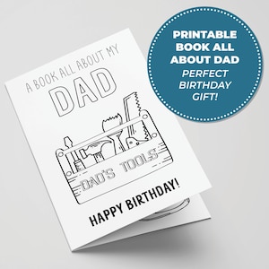 Livro para imprimir "Tudo sobre o pai", presente de aniversário para o pai, presente com ferramenta para impressão para o pai, presente de aniversário faça você mesmo para o pai, cartão de aniversário divertido para o pai