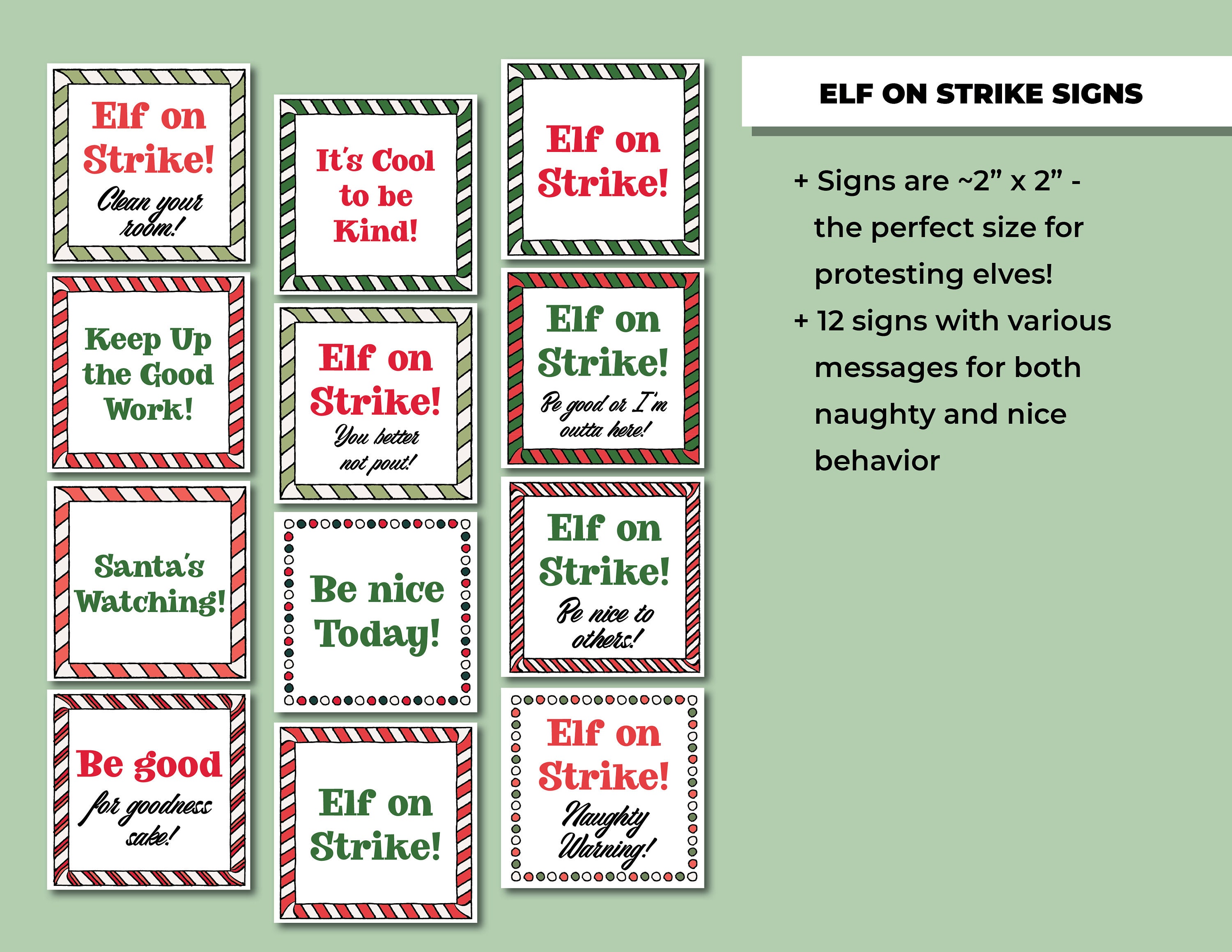 Elf On Strike Printable Signs Christmas Elf Accessories Etsy Australia