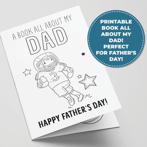 Alles über Papa Druckbares Buch zum Vatertag, Perfekte Vatertagsaktivität für Kinder, druckbare Fußballgeschenke für Papa, All Star Dad