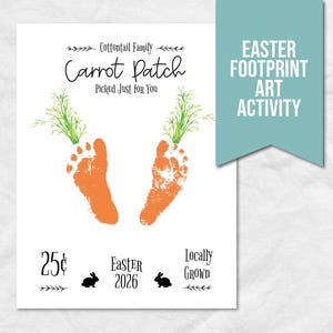 Easter Footprint Art Activity for Kids, Carrot Footprint Art Printable for Easter Keepsake, Great Easter Craft for Kids, Easter Handprint