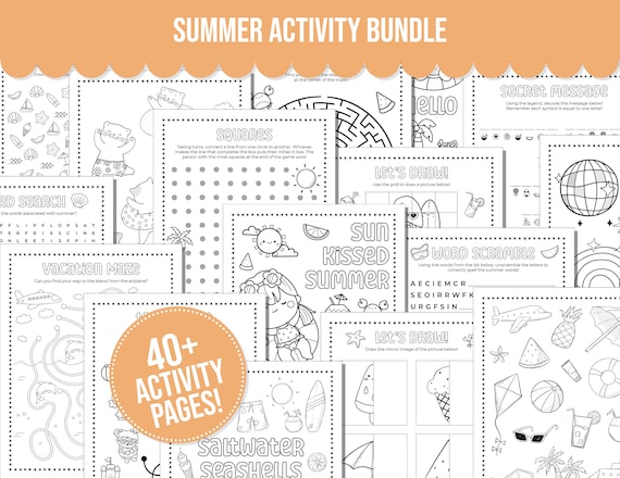 Summer Printable Activity Bundle with Coloring Pages, Word Search, Word Scramble, Games & Maze Activities! Summer Camp Kids Activities