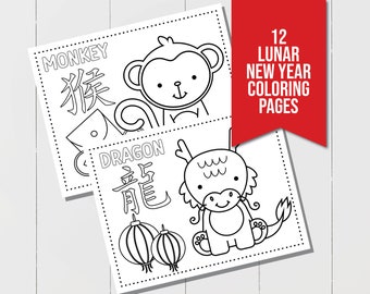 Chinese New Year Coloring Pages, Chinese New Year Kids Activities, Year of the Dragon Coloring Page, Lunar New Year Activity for Kids
