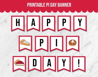 Happy Pi Day Banner, druckbare Wimpelkette für Pi Day Dekor, druckbare Pi Day Dekorationen