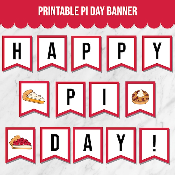 Happy Pi Day Banner, Printable Bunting for Pi Day Decor, Printable Pi Day Decorations