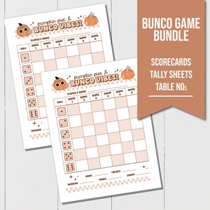 Retro Halloween Bunco Game - Bunco Score Sheets, Tally Sheets, Table Numbers for a Fun and Exciting Bunco Game Night!