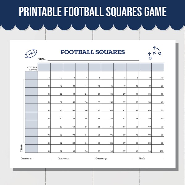 Free Football Squares Printable - Etsy