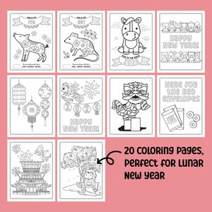 Lunar New Year Printable Activity Bundle with Coloring Pages, Word Search, Word Scramble, Games, Mazes! Chinese New Year Kids Activities image 6