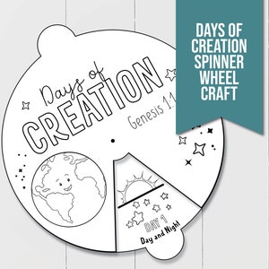 Days of Creation Spinner Wheel zum Ausdrucken, Perfekte Sonntagsschulaktivität für Kinder! Tage der Schöpfung Ausmal-Aktion