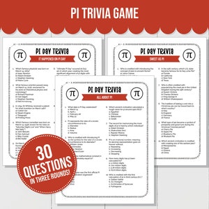 Pi Day Trivia Game for Pi Day Classroom Celebration, Fun Pi Day Classroom Game, Printable Pub Trivia Game for Trivia Night