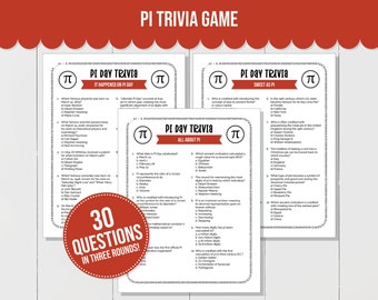 Pi Day Trivia Spiel für Pi Day Klassenzimmer Feier, Spaß Pi Day Klassenzimmer Spiel, druckbares Pub Trivia Spiel für Trivia Night