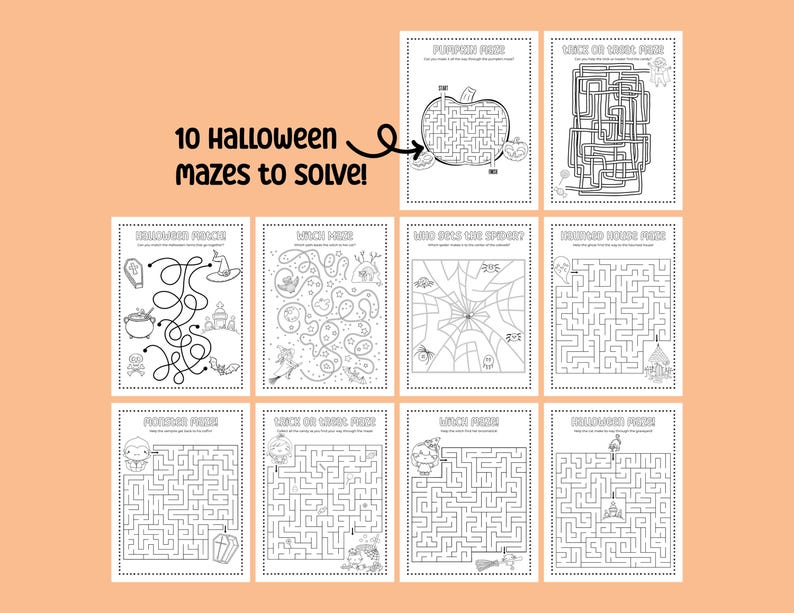 Halloween-activiteitenpagina's voor kinderen Herfstkleurplaten Kleurplaten Halloween-activiteitenbundel Afdrukbare kleurplaten afbeelding 5