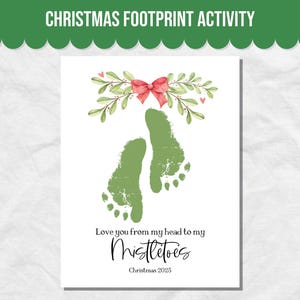 Mistletoes Handprint Art, Printable Christmas Handprint Activity for Baby&#39;s 1st Christmas, Holiday Handprint Craft for Kids, Footprint Art