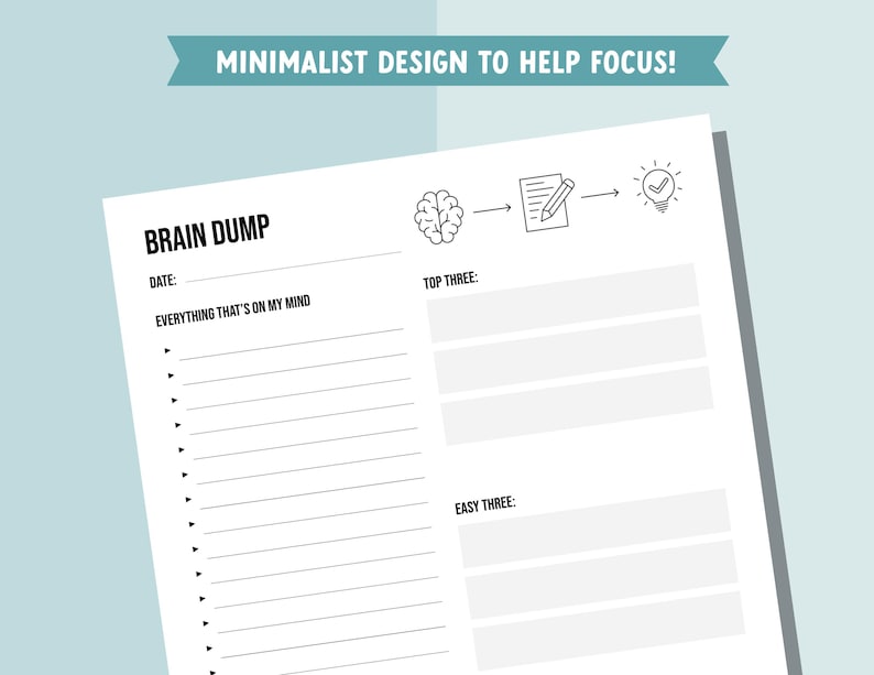Brain Dump Printable Template With Minimalist Design to Help You Do ...