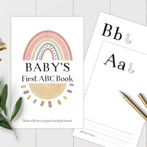 Boho Rainbow Baby Shower ABC Book, Baby Shower Activity, Printable Baby&#39;s 1st Book Activity, Gender Neutral Baby Shower Game