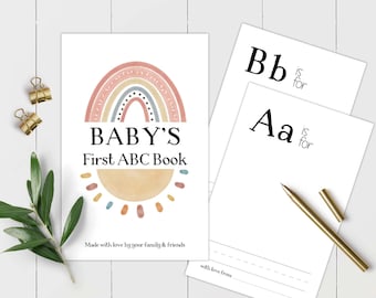 Boho Rainbow Baby Shower ABC Book, Baby Shower Activity, Printable Baby's 1st Book Activity, Gender Neutral Baby Shower Game