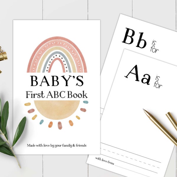 Boho Rainbow Baby Shower ABC Book, Baby Shower Activity, Printable Baby's 1st Book Activity, Gender Neutral Baby Shower Game