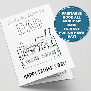 Livro para imprimir "Tudo sobre o pai" para o Dia dos Pais, atividade perfeita para o Dia dos Pais para crianças, ideia faça você mesmo para o Dia dos Pais, cartão para colorir para o pai