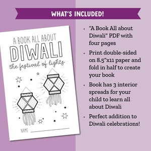 Alles über Diwali – Druckbares Buch, perfekte Diwali-Aktivität für Kinder, tolle Ergänzung zur Diwali-Dekoration, Diwali-Geschenk für Kinder Bild 2