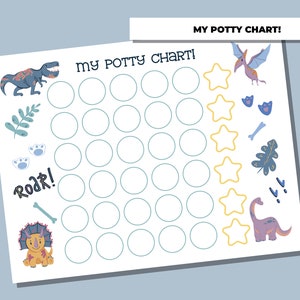 Dinosaur Potty Chart for Toddlers, Potty Training Chart for Boys, Dino Sticker Chart, Toddler Reward Chart, Dinosaur Sticker Chart image 2