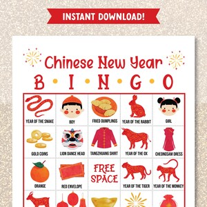 Chinese New Year BINGO Game, Printable Game for Classroom Activity, Lunar New Year Bingo Game for Kids, Bingo Cards for Chinese New Year image 6