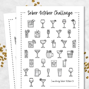 Sober October Challenge Printable, Sobriety Challenge, Sober October Tracker, No Drinking Challenge