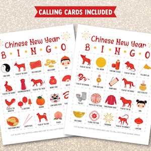 Chinese New Year BINGO Game, Printable Game for Classroom Activity, Lunar New Year Bingo Game for Kids, Bingo Cards for Chinese New Year image 5