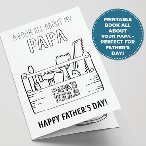 All About Papa Printable Book for Father's Day, Perfect Father's Day Activity for Kids, Printable Gifts for Grandpa, Coloring Card