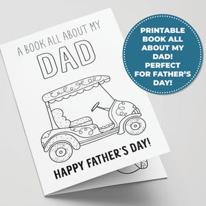 All About Dad Printable Book for Father's Day, Perfect Father's Day Activity for Kids, Printable Golf Gifts for Dad, Best Dad by Par