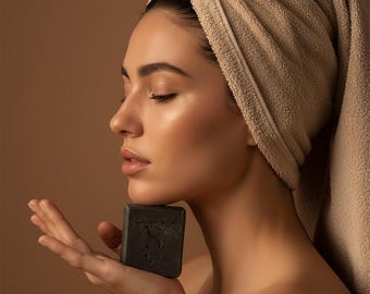 DARK DETOX-gezichtszeep | Geactiveerde houtskool en botanische etherische oliën | Diep reinigende handgemaakte gezichtsbar
