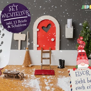 Wichtel SET 13-teilig, Miniatur, Elfen Tür aus Holz, Weihnachten, Weihnachtszeit, Adventszeit, in 5 Farben Bild 4