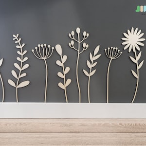 9 wooden wildflowers | 3D wall sticker | Jipigo Wallart | Wall decoration