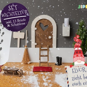 Wichtel SET 13-teilig, Miniatur, Elfen Tür aus Holz, Weihnachten, Weihnachtszeit, Adventszeit, in 5 Farben Bild 5