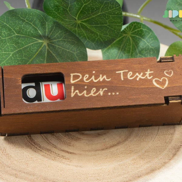 Du...  süße Geschenkidee | gravierte Schokoriegel Geschenkbox aus Holz inkl. Duplo | kleines personalisiertes Geschenk | NEUES DESIGN