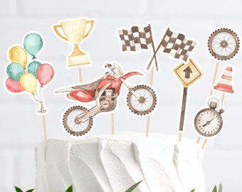 Cake Topper Two Fast Dirt Bike Second Birthday. Cake Topper Dirt Bike Decor Editable Cupcake Toppers 2nd Birthday Boy Instant Download, D2