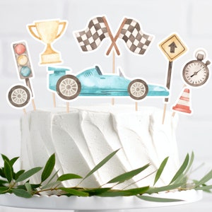 Cake Topper Fast One Race Car First Birthday. Cake Topper Race Car Decor Editable Cupcake Toppers 1st Birthday Boy Instant Download, BC1 R7