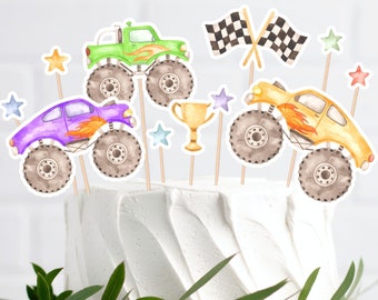 Monster Truck Cake Topper Template Monster Truck Birthday Cake Topper Monster Truck Party Decor Cupcake Topper Birthday Instant Download MT1