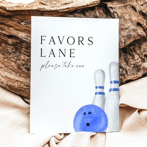 Favors Lane Bowling Birthday Sign Editable Template Favors Sign Bowling Party Decor Joint Birthday Sibling Birthday Favors Table Sign BW3