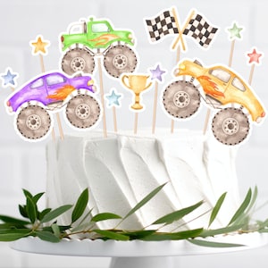 Monster Truck Cake Topper Template Monster Truck Birthday Cake Topper Monster Truck Party Decor Cupcake Topper Birthday Instant Download MT1