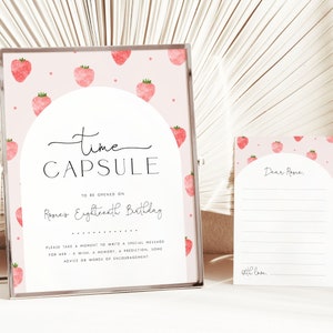 Berry First Birthday Time Capsule Template Strawberry Time Capsule Strawberry Birthday Girl Berry 1st Time Capsule for Girl Editable Sign B1