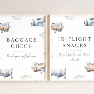 Editable Airplane Birthday Custom Sign Template. Baggage Check Snacks Table Airplane Party Plane Aviator Party Decor Sign Favor Sign Boy AP2