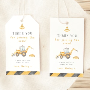 Sjabloon voor bouw-bedankkaartjes Bouw bedankkaart 3e verjaardagsfeestje Dump Truck Builder-cadeaukaartje Bedankkaartje voor jongens elke leeftijd C3