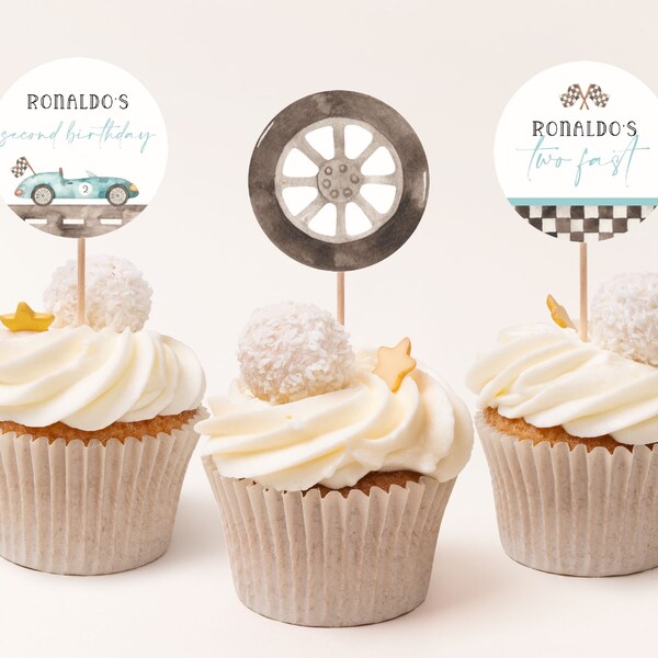 Two Fast Cupcake Toppers Etsy