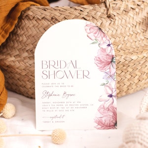 Blush Pink Bridal Shower Invitation Arch. Pink Floral Bridal Shower Arch Invite Editable Invitation Watercolor Bridal Brunch Wildflower, PF2