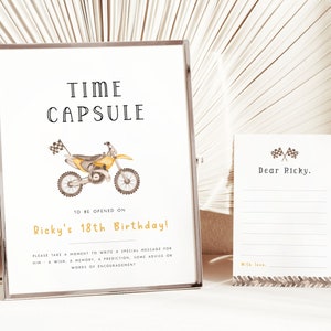 Fast One Dirt Bike Time Capsule Template. Editable Fast One Time Capsule 1st Birthday Time Capsule Cards Dirt Bike Birthday Boy for Boys, D1