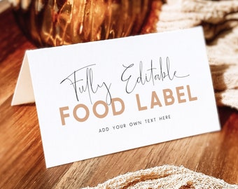 May include: White card with the text "Fully Editable FOOD LABEL" in black and brown text. The text "ADD YOUR OWN TEXT HERE" is in smaller brown text below the main text.