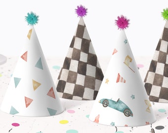 Race Car Party Hat Birthday Party Hat Decor. Two Fast Race Car Printable Party Hat for Boys Birthday INSTANT DOWNLOAD, RC1 RC2 BC1 BC2 R7