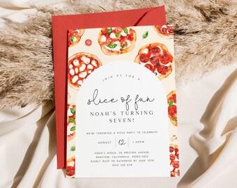 Pizza Party Birthday Invitation Editable Template Pizza Party Invitation Slice of Fun Invite Kids Pizza Birthday Party Invite Any Age DIY Z2
