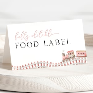 Editable Train Food Labels Template. Chugga Choo Red Train Birthday Party Decor Food Label Cards Train Place Cards Tent Card for Boys, TR3