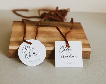 Elegant Wedding Favor Tag Template. Minimalist Favour Tag. Instant Download Printable Favor Tag Template Square Round Editable Tag - Chloe